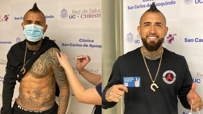 Arturo Vidal se mostró “feliz” al recibir la primera dosis de la vacuna contra el Covid-19
