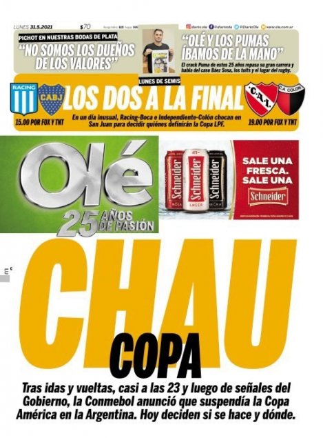 La reacción de la prensa argentina tras la decisión de Conmebol