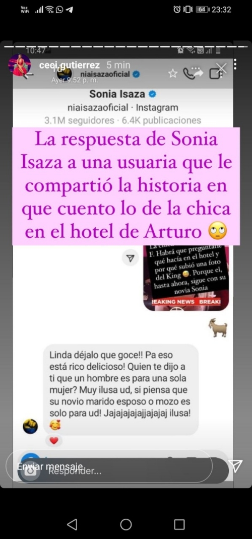 Sonia Isaza respondió a usuaria que le mostró supuesta infidelidad de Arturo Vidal