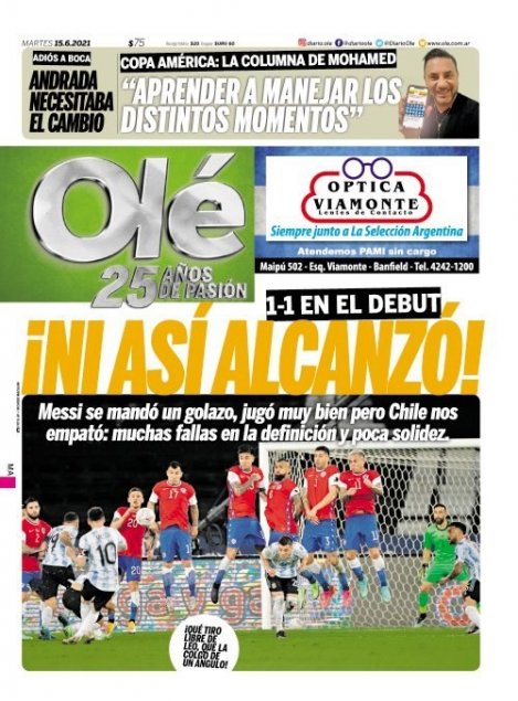 “Ni así alcanzó”: El empate de Argentina y Chile se tomó las portadas de los diarios trasandinos