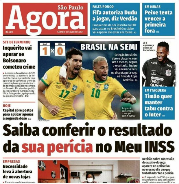 Sin mucho bombo: Diarios brasileños le dedicaron solo recuadros en sus portadas al triunfo ante Chile