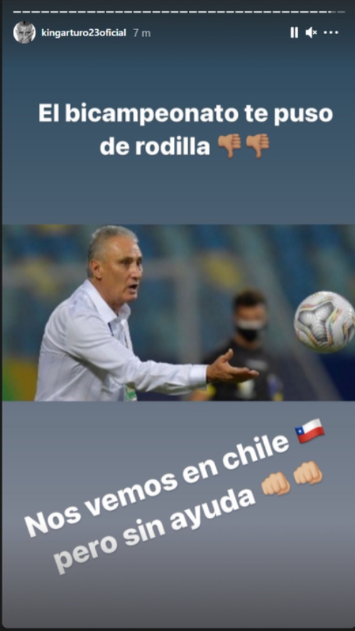 El desafiante mensaje de Vidal con una imagen de Tite: Nos vemos en Chile, pero sin ayuda