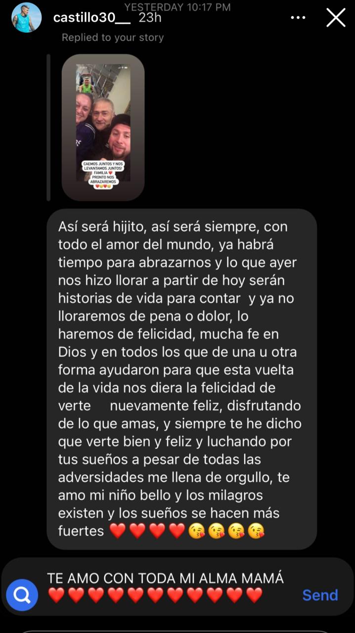 Madre de Nicolás Castillo tras regreso de su hijo al fútbol: Ahora lloraremos de felicidad