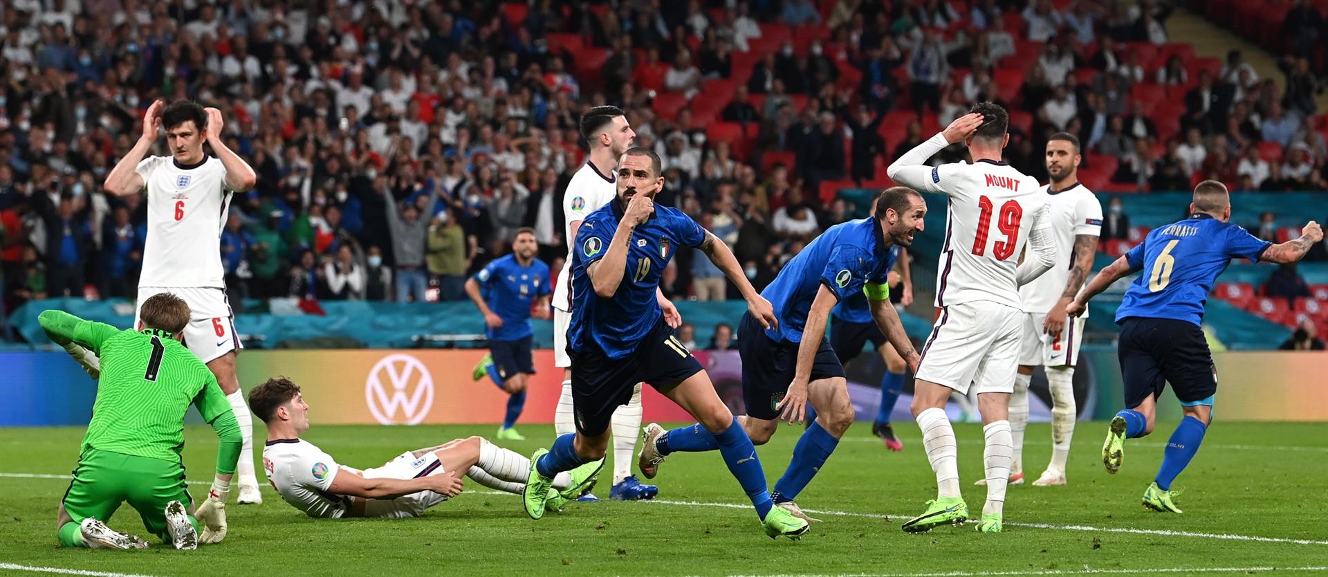 Italia lo empató ante Inglaterra en la final de la Euro 2020 con un gol de Bonucci