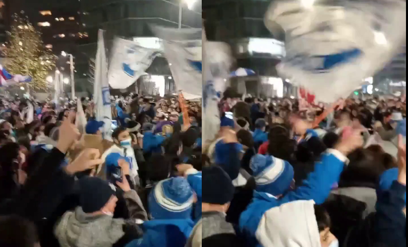 Hinchas de la UC realizaron un banderazo previo al duelo con Palmeiras en la Copa Libertadores