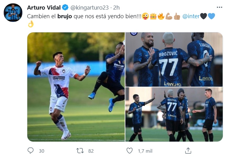 El enigmático mensaje de Vidal tras su regreso en Inter: “Cambien al brujo que nos está yendo bien”