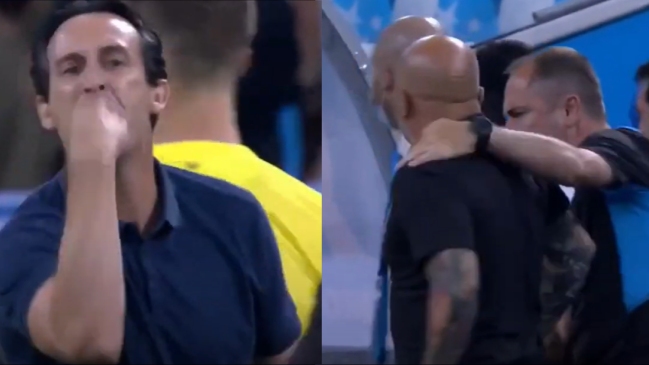 Tuvieron que frenarlo: El tenso cara a cara de Jorge Sampaoli con Unai Emery