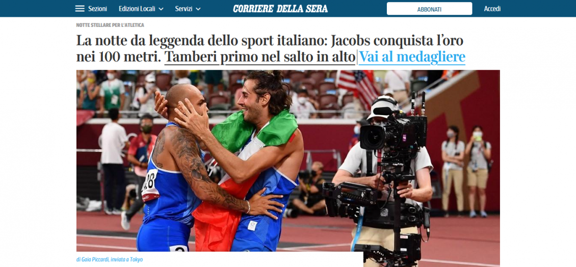 La prensa italiana reaccionó exultante con títulos olímpicos de los “legendarios” Lamont Jacobs y Gianmarco Tamberi
