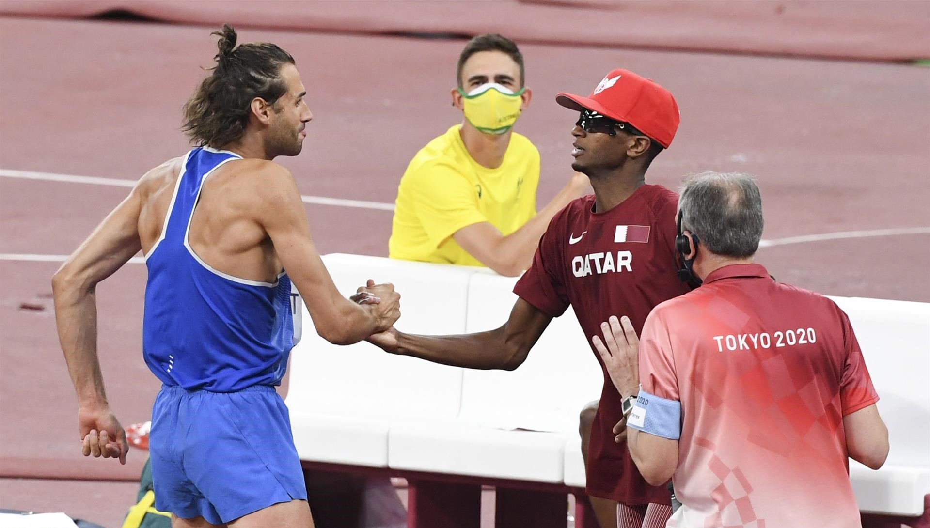 Mutaz Essa Barshim y Gianmarco Tamberi compartieron oro en el salto de altura