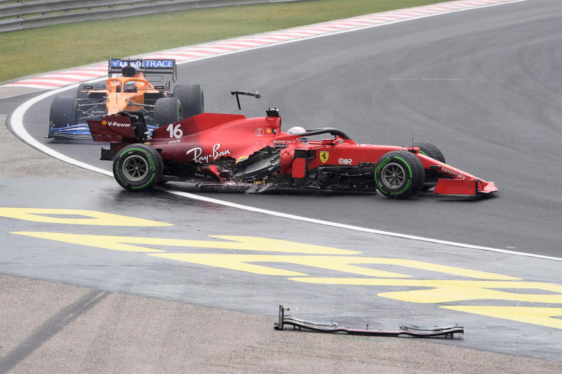 El múltiple accidente que se dio en la primera curva del GP de Hungría
