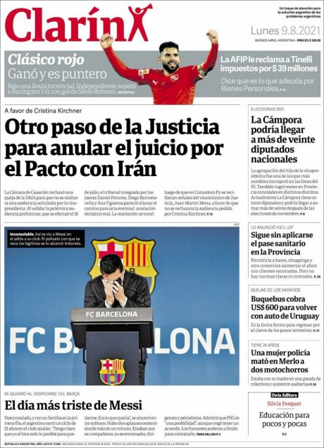 El llanto de Lionel Messi se tomó las portadas de los diarios en España y Argentina