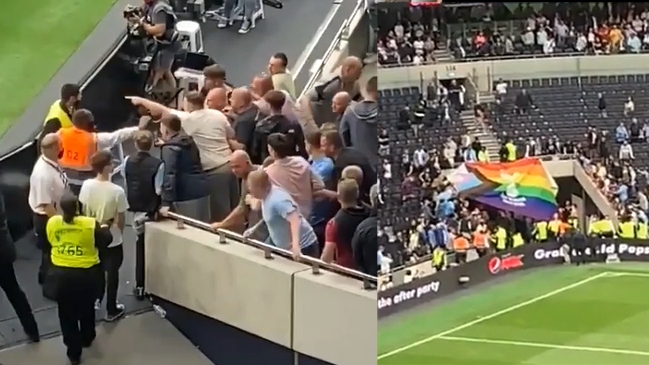 Hinchas del City desataron bandera LGBTI de Tottenham y discutieron con los guardias