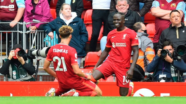 Diogo Jota y Sadio Mané dieron el triunfo a Liverpool sobre Burnley en la Premier League
