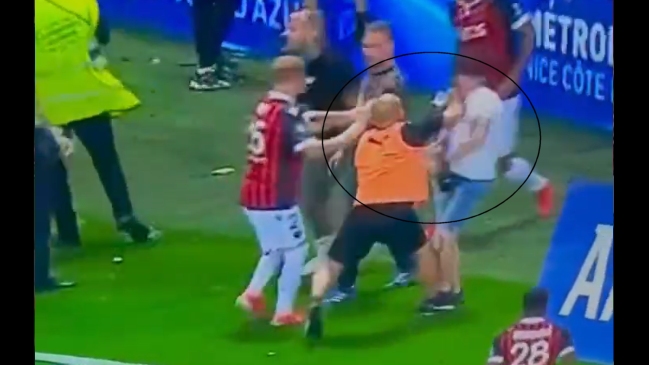 Jorge Desio dio un golpe artero a hincha de Niza durante escandalosa pelea