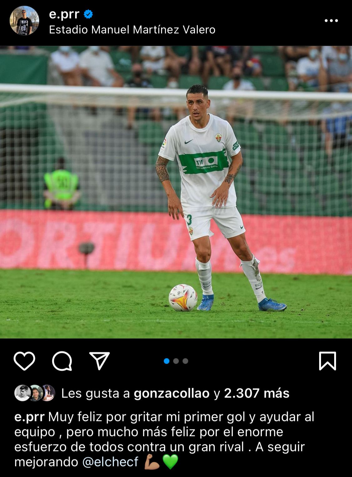 Enzo Roco tras marcar por Elche: “Muy feliz por gritar mi primer gol y ayudar al equipo”