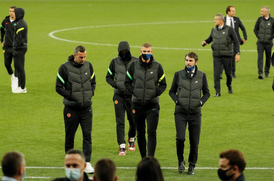 Inter de Milán reconoció la cancha del Estadio Olímpico de Kiev con Vidal y Alexis a la cabeza