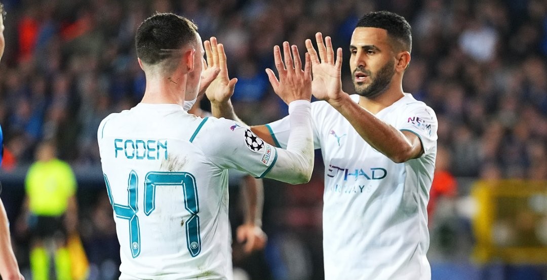 Riyad Mahrez marcó doblete en goleada de Manchester City a Club Brujas en la Champions