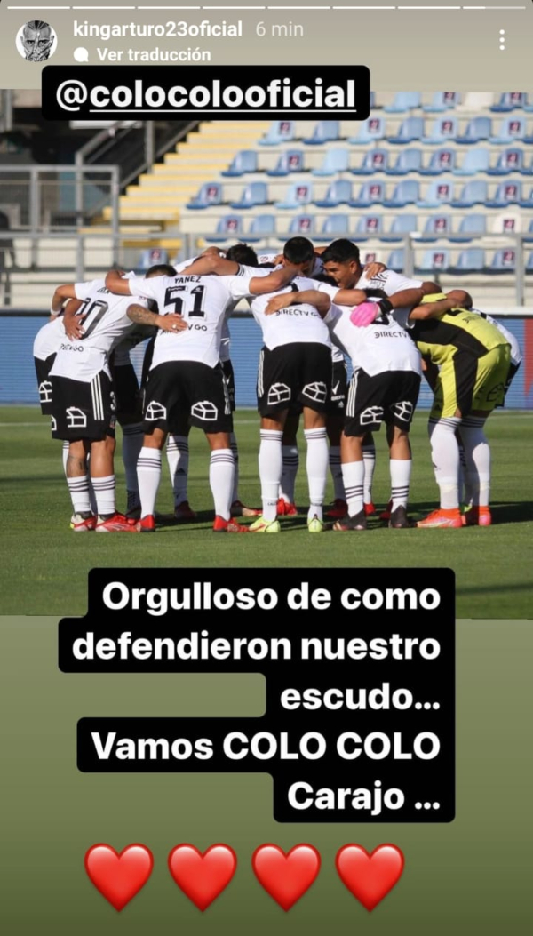 Arturo Vidal elogió a los jóvenes de Colo Colo: Orgulloso de cómo defendieron nuestro escudo
