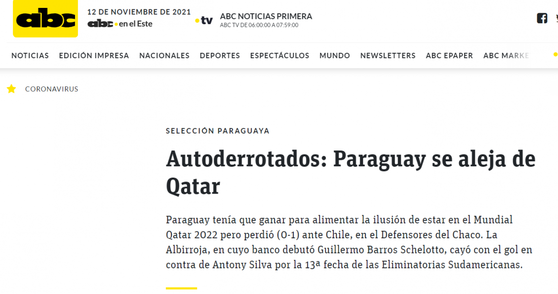 “Actuación nefasta” y “autoderrotados”: La reacción de prensa paraguaya tras caer ante Chile