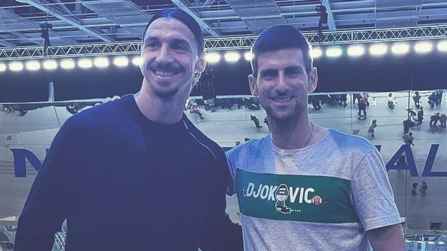 Zlatan Ibrahimovic compartió con Novak Djokovic en el ATP Finals