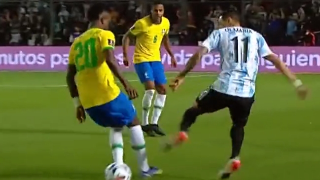 Di María se ganó una enloquecida ovación por grandioso túnel a Vinicius Jr.