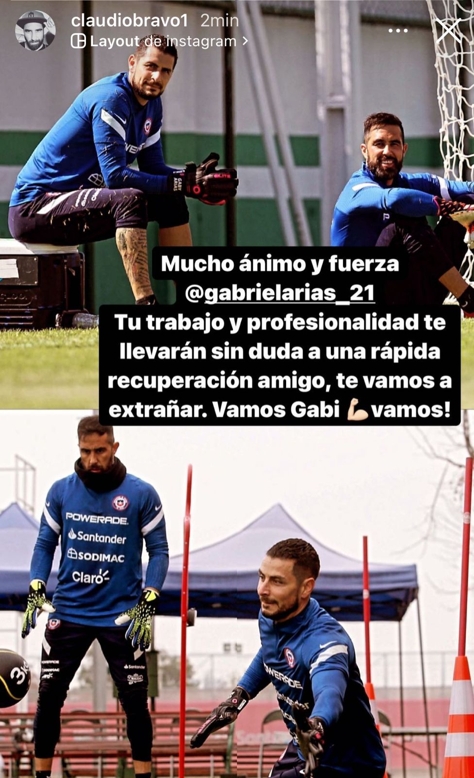 Claudio Bravo le mandó un mensaje de apoyo al lesionado Gabriel Arias: “Te vamos a extrañar”
