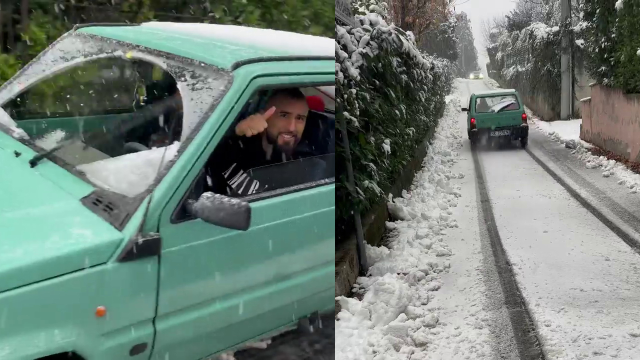 Arturo Vidal lució su “Pandita” bajo la nieve en Italia: “No falla y deja huella donde pasa”