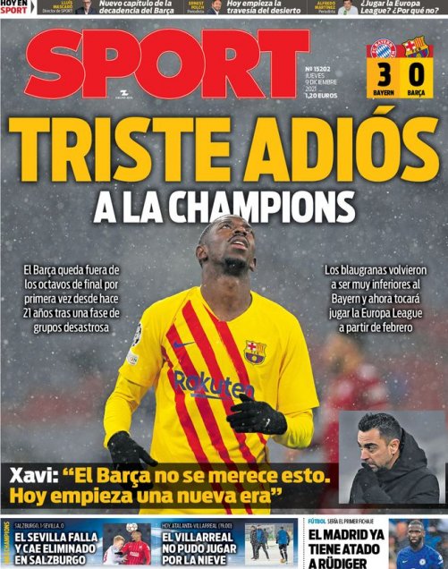 “El hundimiento”: La prensa internacional hizo eco de la eliminación de Barcelona en Champions