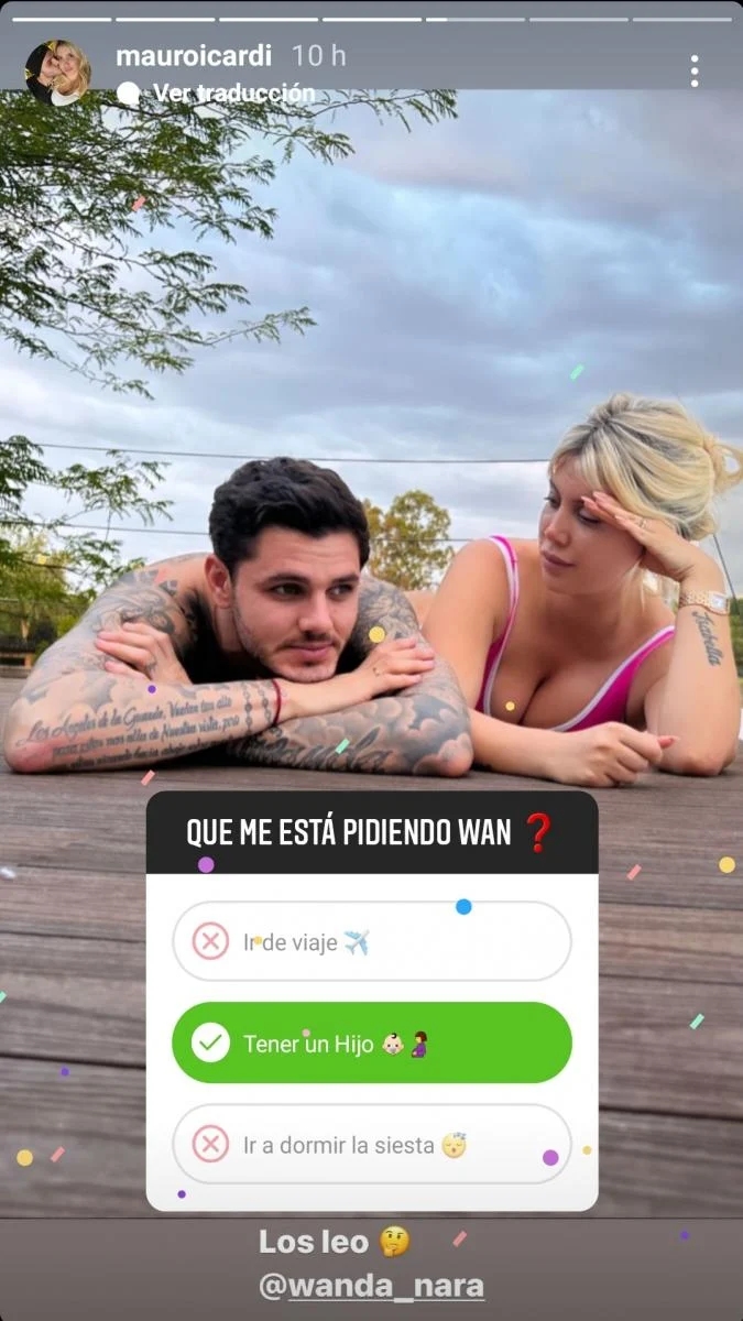 Mauro Icardi dio a conocer que Wanda Nara le pidió tener un hijo