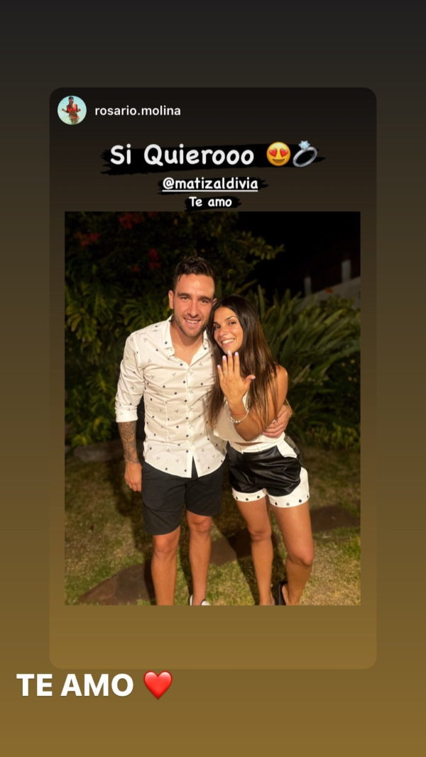 Matías Zaldivia propuso matrimonio a su novia en la noche de Año Nuevo