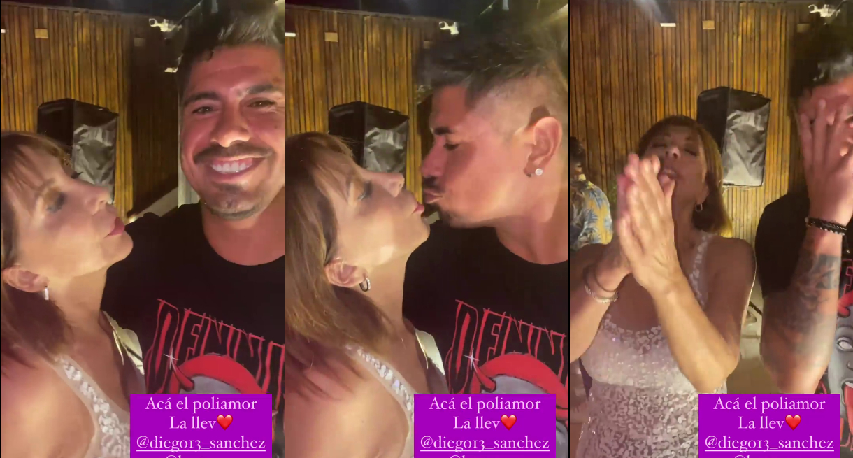 “El poliamor la lleva”: Yamila Reyna grabó beso de Diego “Mono” Sánchez con Cristina Tocco