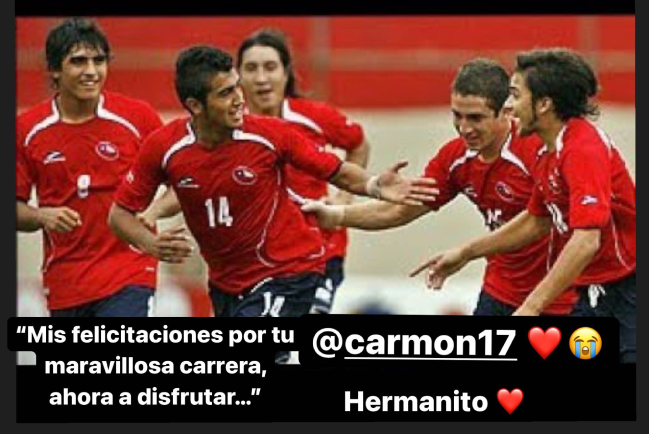 El emotivo mensaje de Vidal a Carlos Carmona por su retiro: “Felicitaciones por tu maravillosa carrera”