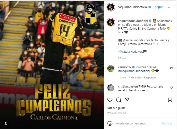 De la Roja a Pinilla: Los saludos del mundo del fútbol a Carlos Carmona por su cumpleaños 35