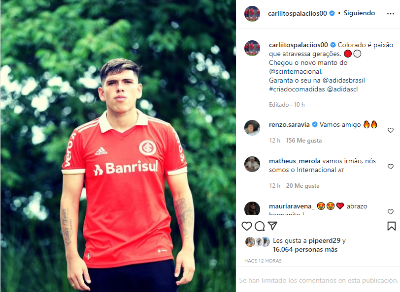 ¿Para enfrentar los rumores? Carlos Palacios lució la nueva camiseta de Inter