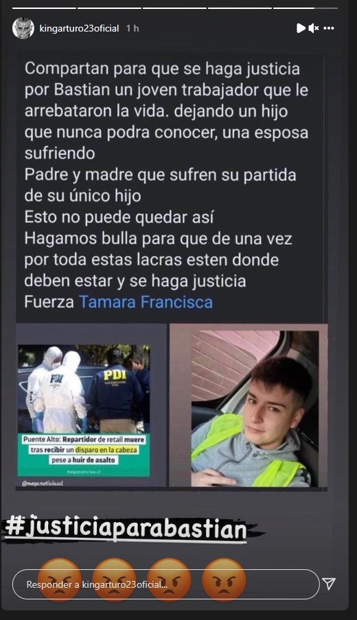 Arturo Vidal exigió Justicia para repartidor que murió por un disparo