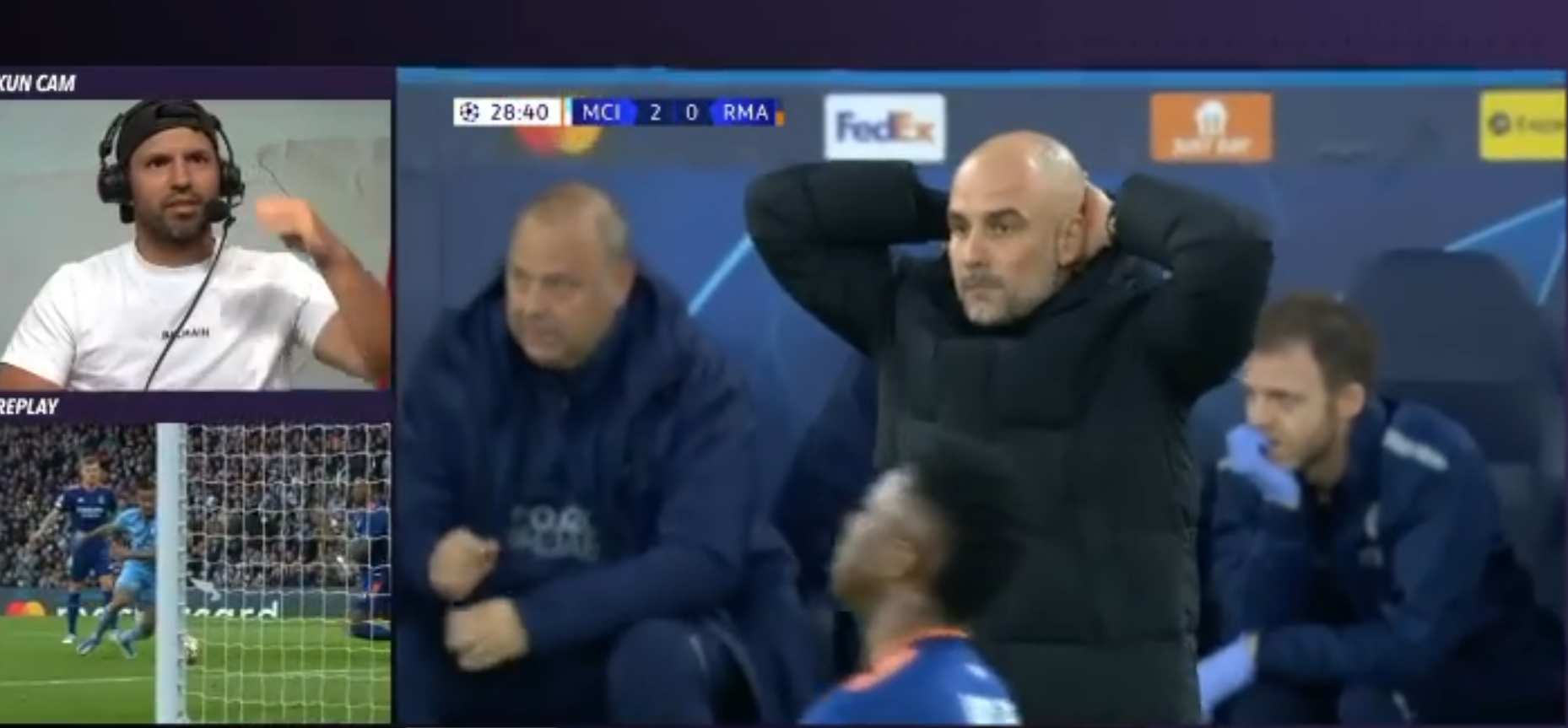 ¡Agárrate la pelada Pep! La divertida reacción de Sergio Agüero por gol que se perdió Phil Foden