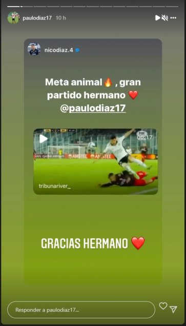 Paulo Díaz se mostró orgulloso por dura entrada contra Oroz que originó primer gol de River