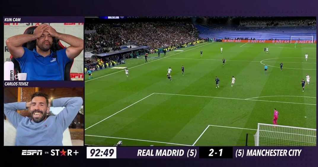 ¡No lo podía creer! Messi reaccionó en la transmisión de Agüero en eliminación de Manchester City