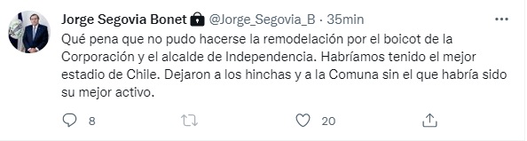 Segovia acusó boicot del alcalde de Independencia que impide remodelación de Santa Laura