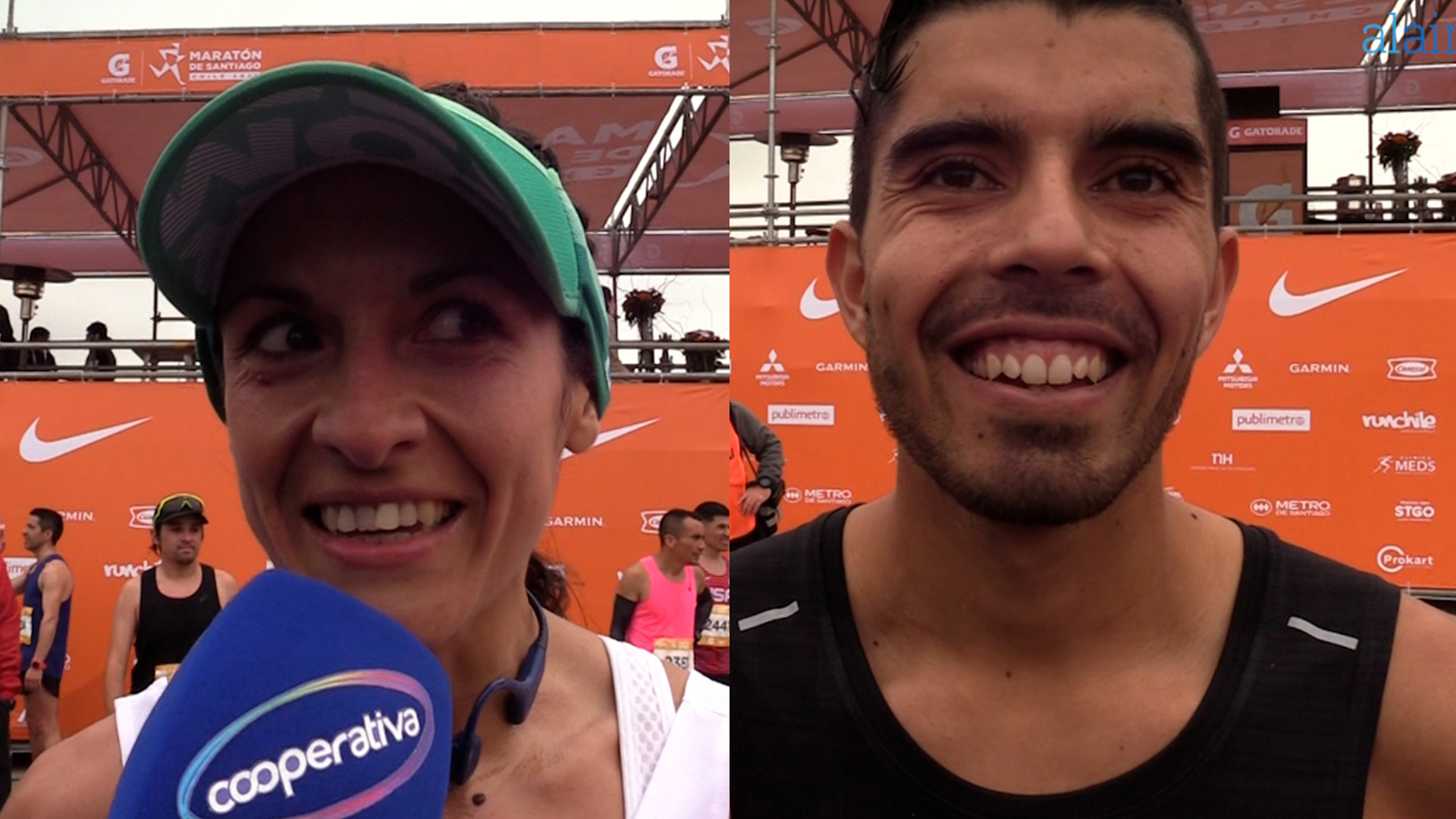 Los chilenos ganadores del Maratón de Santiago: Daniel Cortés y Danica Kusanovic