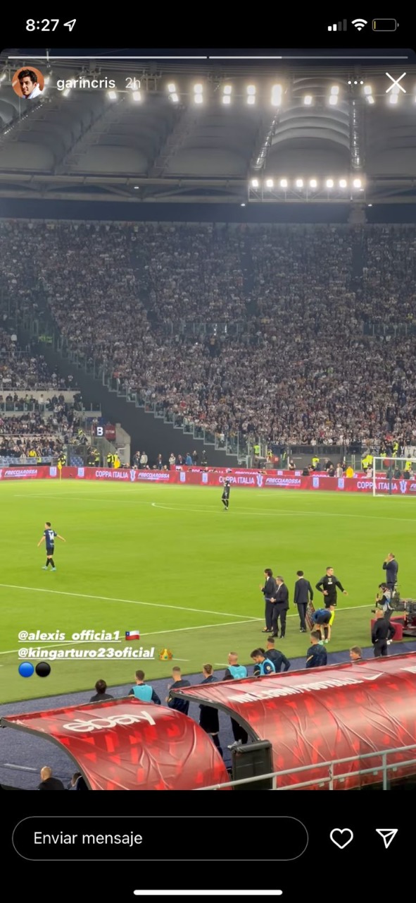 Cristian Garin fue a ver a Alexis y Vidal en la final de la Copa Italia en Roma