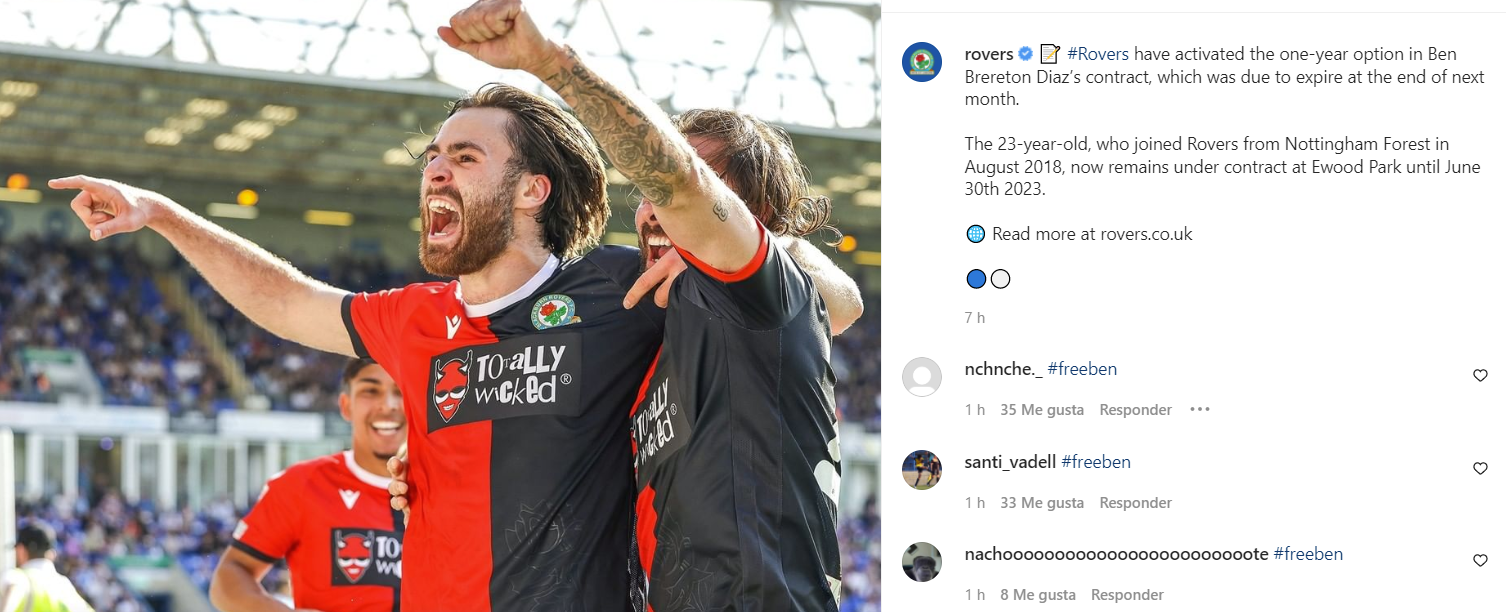 #FreeBen: El hashtag que se hizo viral tras permanencia de Brereton en Blackburn