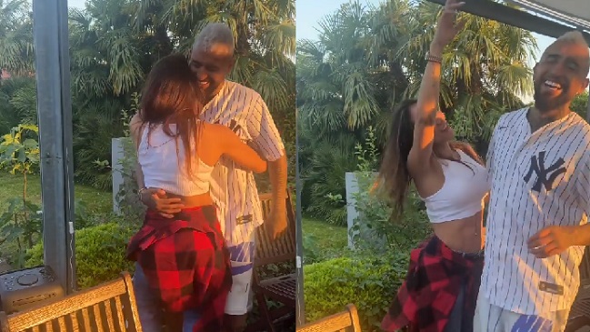 Arturo Vidal la rompió con sus pasos de baile junto a Sonia Isaza