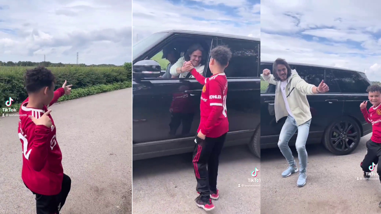 El lindo gesto de Edinson Cavani con un pequeño hincha de Manchester United