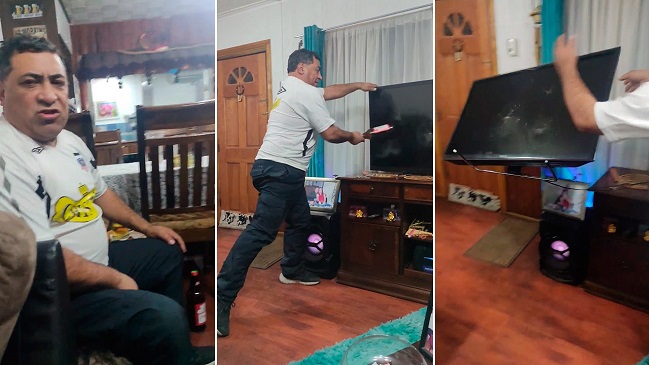 ¿Real o “fake”? Fanático de Colo Colo vivió su día de furia y rompió la tele en video que se viralizó