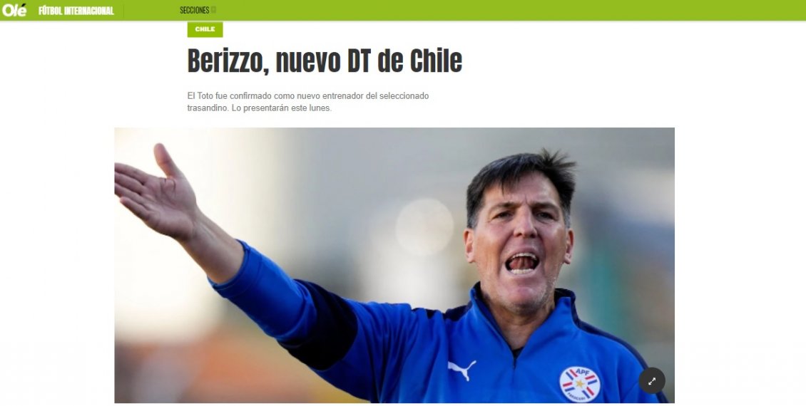 Las reacciones de la prensa internacional por la llegada de Eduardo Berizzo a la Roja