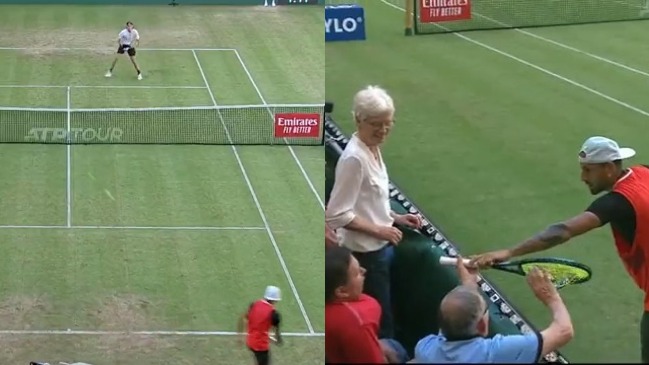 La gran jornada de Kyrgios: Deslumbró con gran punto y realizó un bello regalo a un fanático