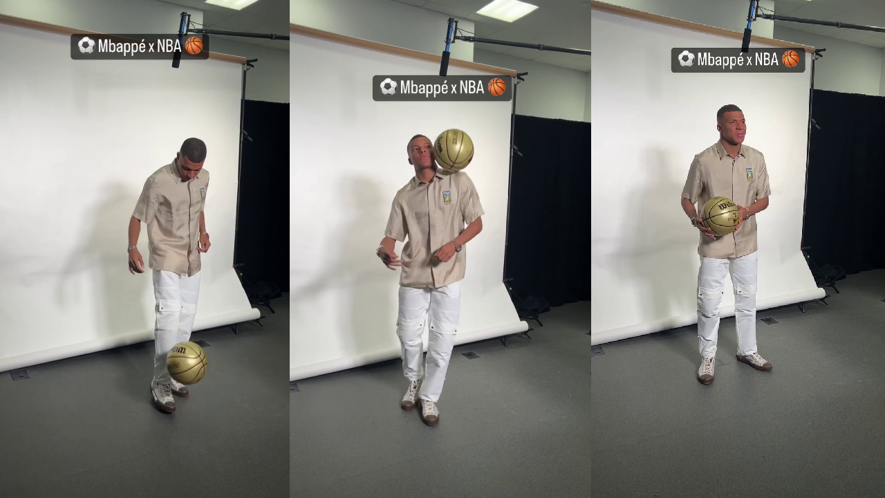 Kylian Mbappé se lució dominando una pelota de baloncesto en la previa del Draft de la NBA
