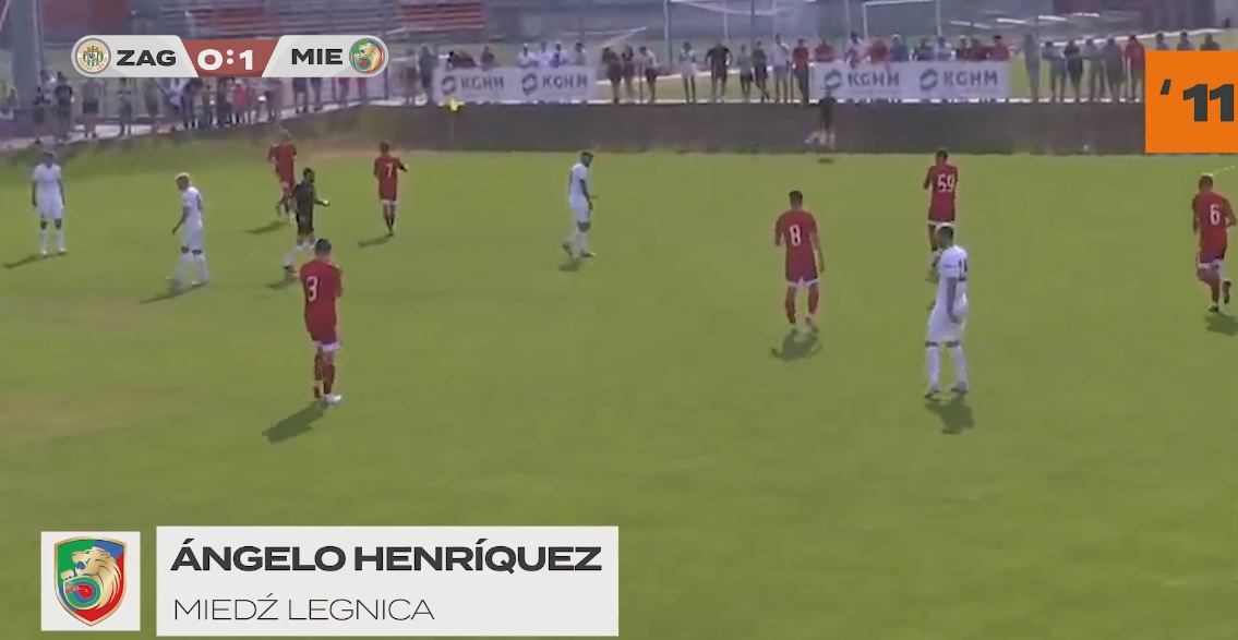 Angelo Henríquez debutó con gol y asistencia en Miedz Legnica de Polonia