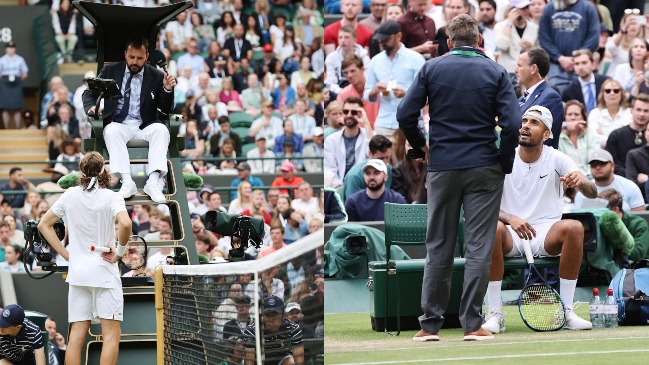 “¿Eres estúpido?”: Kyrgios pidió la descalificación de Tsitsipas por lanzar un pelotazo al público